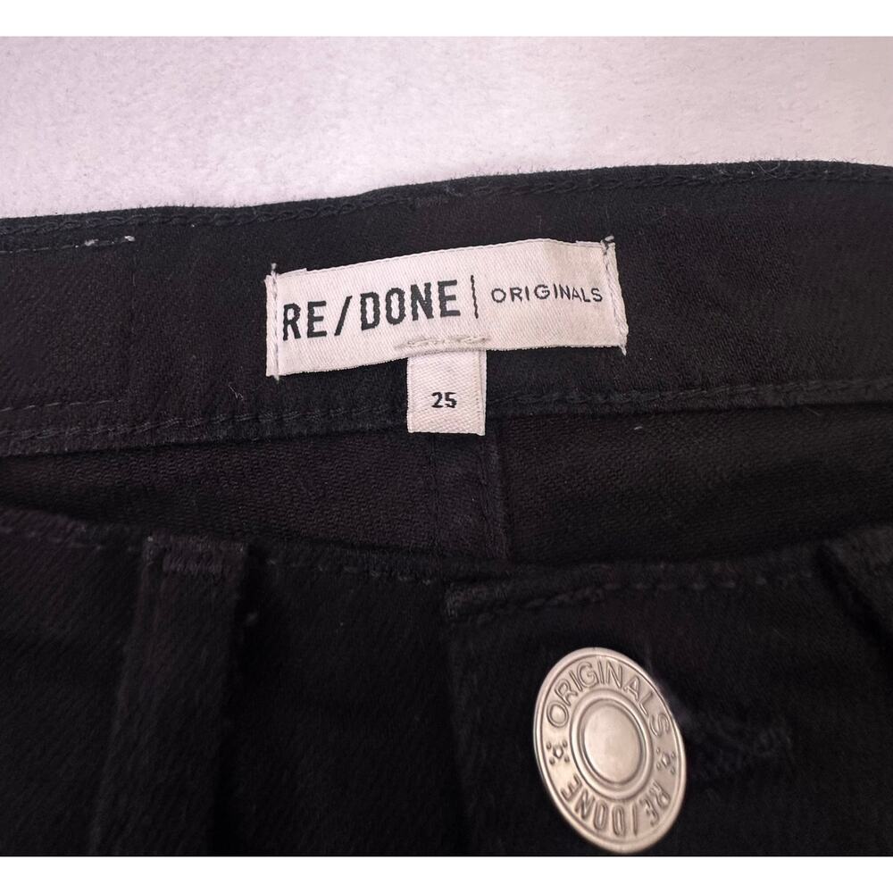 RE/DONE Originals 70s Straight Leg Jet Black Raw Hem Jeans Size 25 High Rise - Picture 6 of 14
